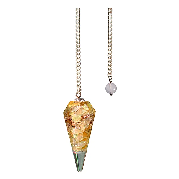 Pêndulo Orgonite com Citrino, ideal para energização e equilíbrio energético.