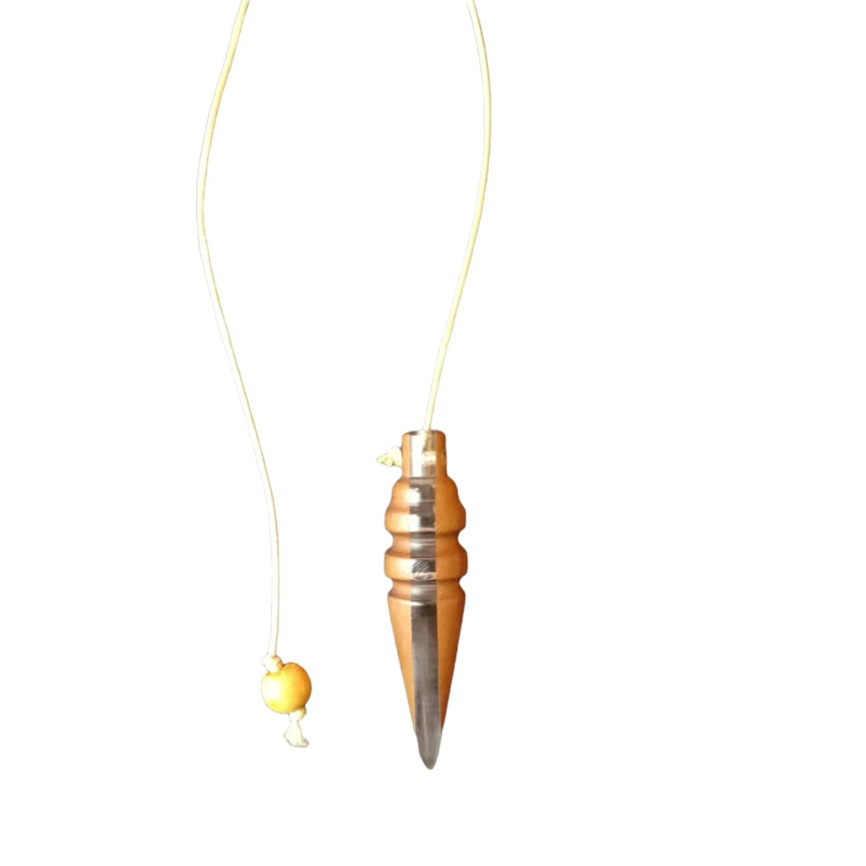 Pêndulo Egípcio artesanal em madeira de pau sangue e acrílico, com boa precisão e proteção energética.