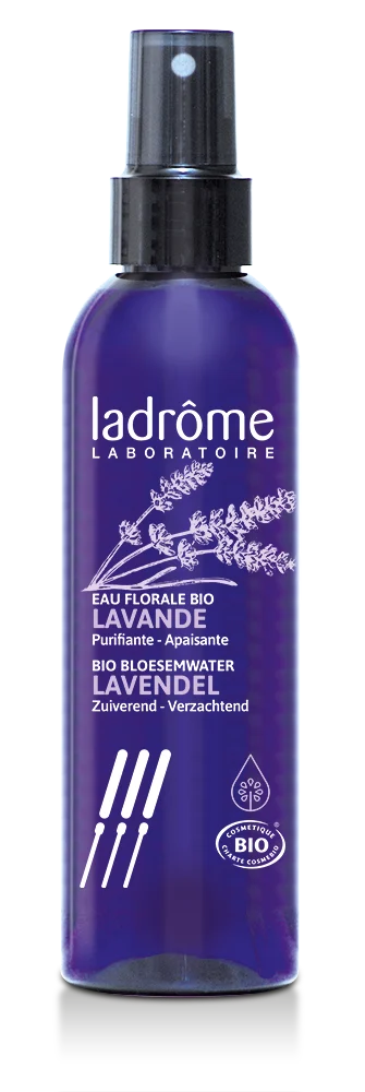 Frasco de Hidrolato de Lavanda Bio, 200 ml, água floral calmante e equilibrante.