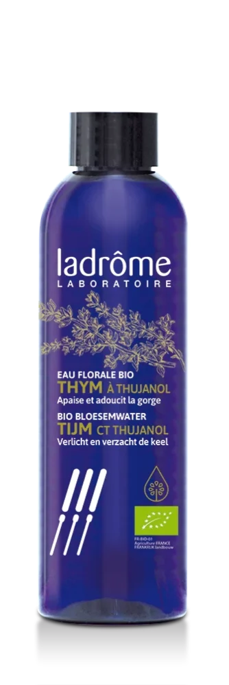 Frasco de Hidrolato de Tomilho Bio, 200 ml, uso interno e externo.