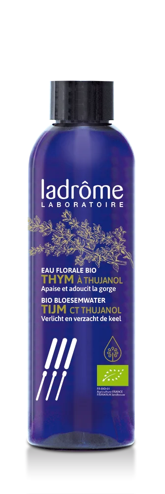 Frasco de Hidrolato de Tomilho Bio, 200 ml, uso interno e externo.