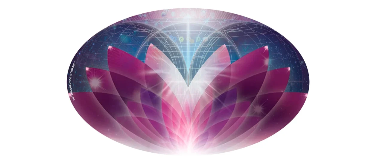 Ilustração do Sistema Quântico Integrado®, uma ferramenta de cura energética baseada na radiestesia e radiónica.