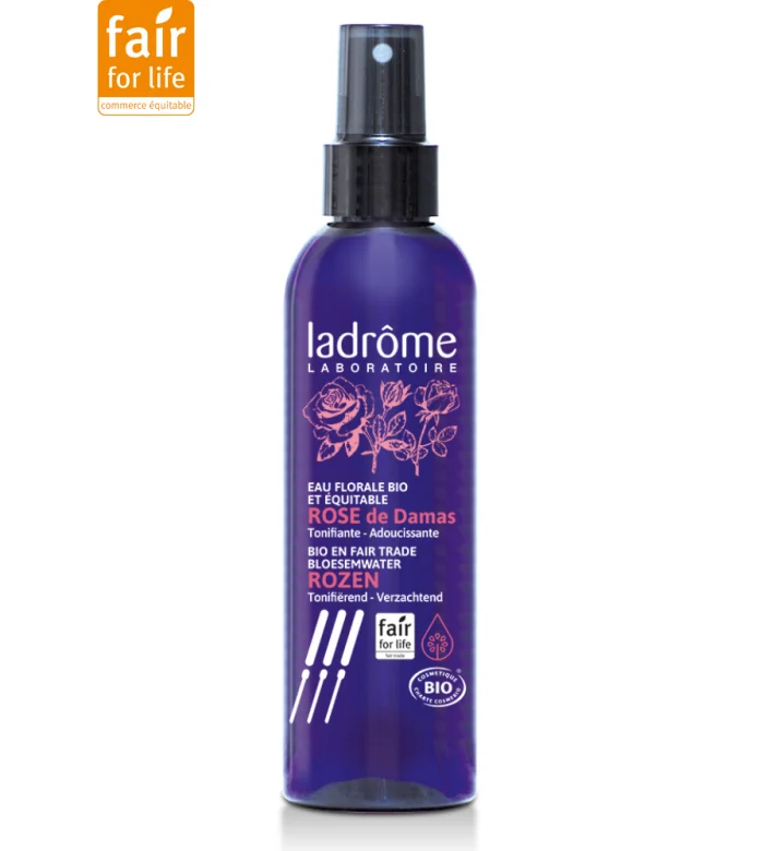 Frasco de Hidrolato de Rosas de Damasco Bio, 200 ml, água floral suavizante e tonificante.