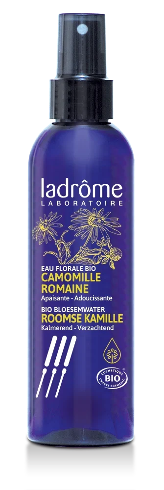 Frasco spray de Hidrolato de Camomila, 200 ml, produto natural e biológico.