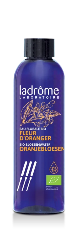 Frasco de Hidrolato de Flor de Laranjeira, 200 ml, produto natural e biológico.