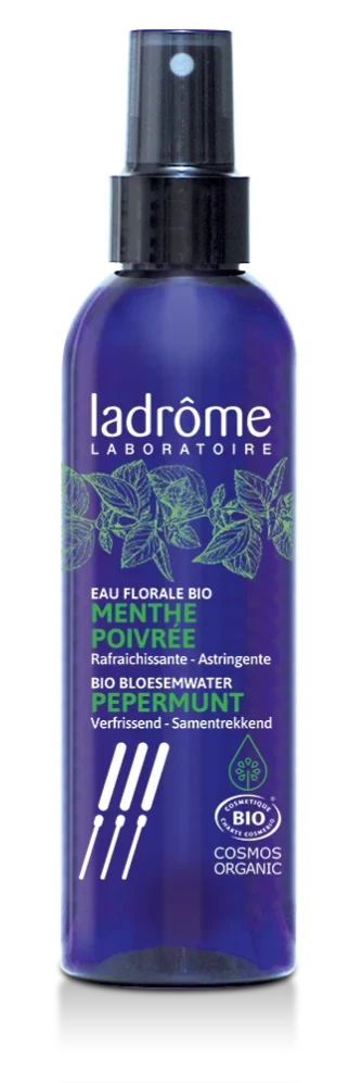 Frasco de Hidrolato de Menta Bio, 200 ml, água floral refrescante e tonificante.
