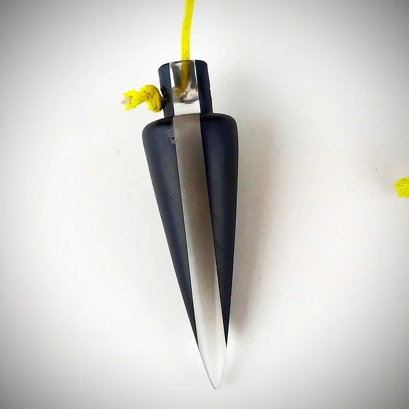 Pêndulo artesanal em Madeira de Ébano com acrílico, ideal para radiestesia.