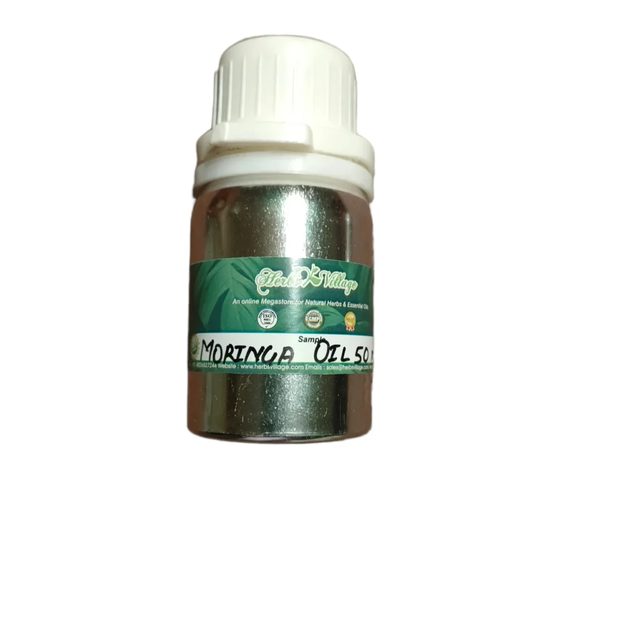 Frasco de Óleo de Moringa, para pele e cabelo saudáveis.