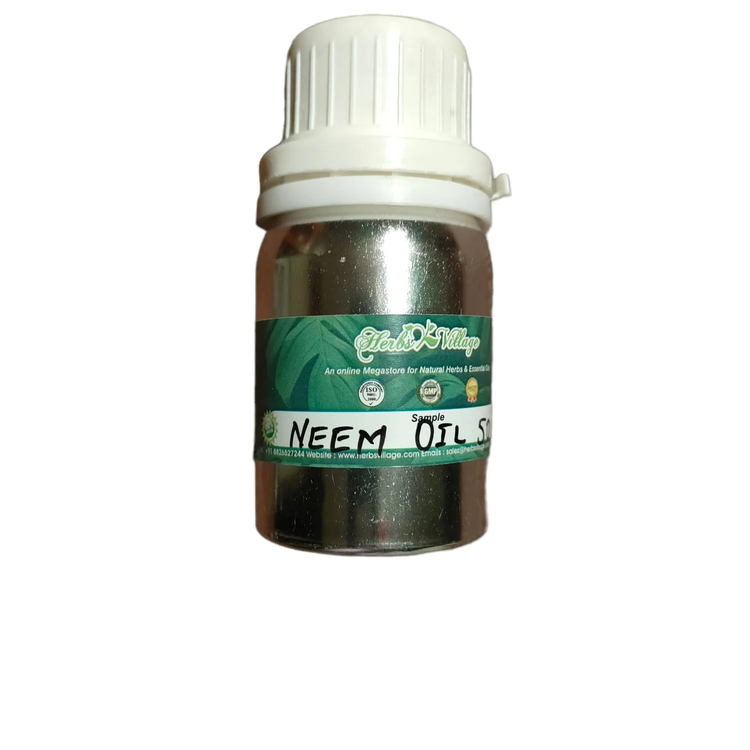 Frasco de Óleo de Neem, utilizado para cuidados com a pele e saúde.