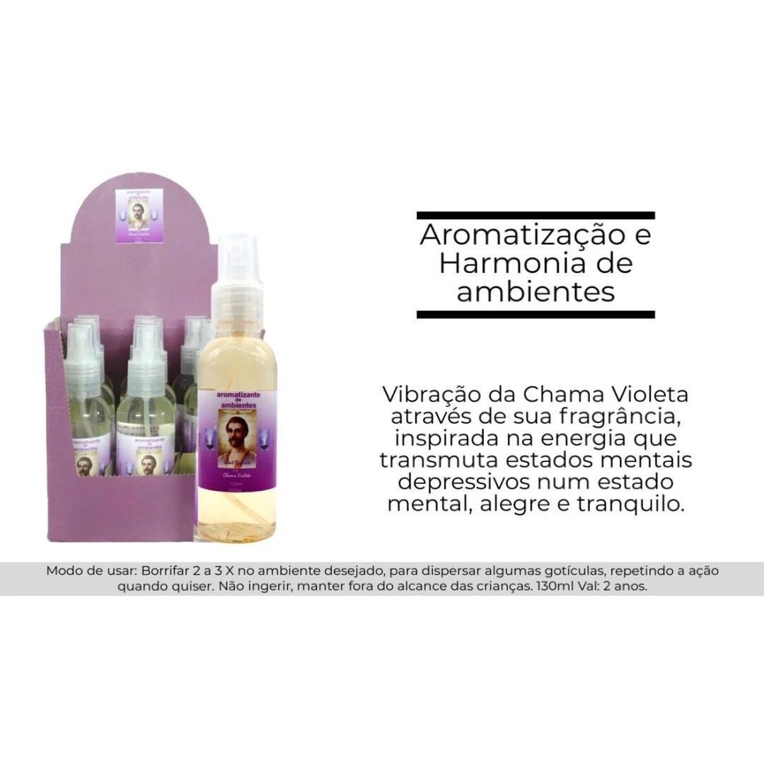 Spray Saint Germain com a energia da Chama Violeta para transmutação e equilíbrio vibratório.