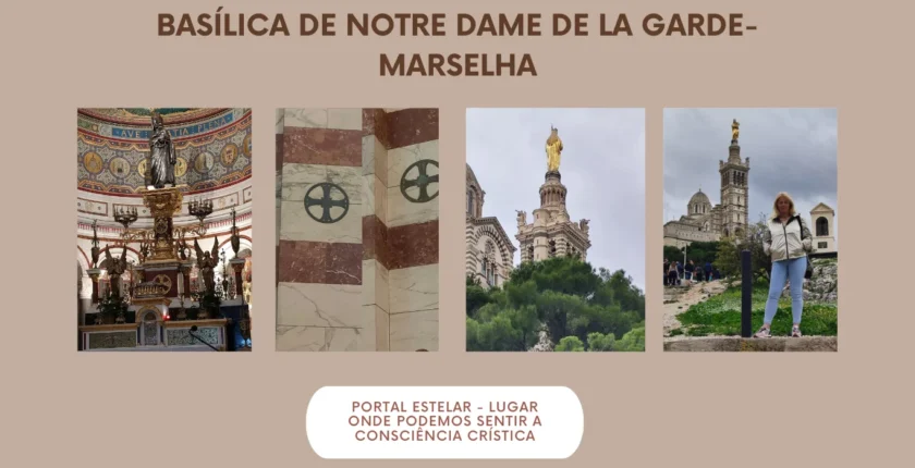 Reflexão sobre a simbologia e o impacto da Basílica de Notre Dame de la Garde em Marselha, incluindo a relação com o Campo da Unidade e os Portais Estelares.